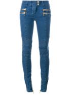 Balmain Skinny Biker Jeans, Women's, Size: 40, Blue, Cotton/polyester/spandex/elastane