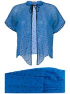 Versace Vintage Dots Semi-sheer Trousers & Blouse - Blue