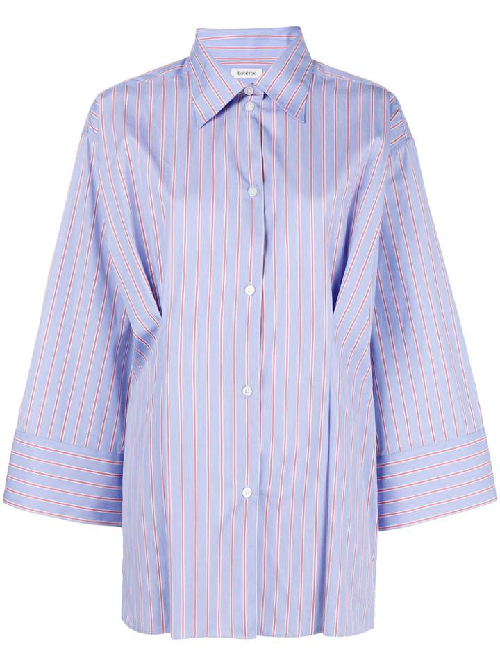 Toteme Striped Kimono Sleeve Shirt - Blue