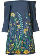 Alice+olivia Floral Embroidered Dress, Women's, Size: Medium, Blue, Polyester/spandex/elastane/cotton