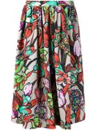 Duro Olowu Floral Print Flared Skirt, Women's, Size: 6, Pink/purple, Rayon/silk