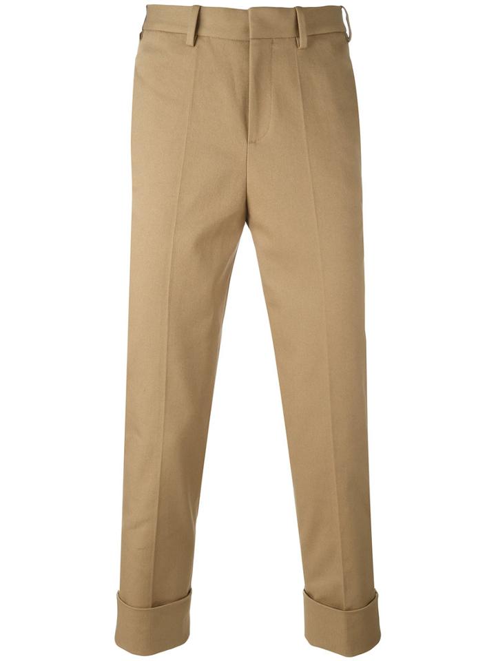 Neil Barrett - Cropped Trousers - Men - Cotton/spandex/elastane - 50, Brown, Cotton/spandex/elastane