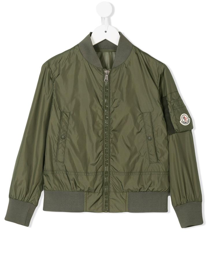 Moncler Kids Logo Bomber Jacket - Green