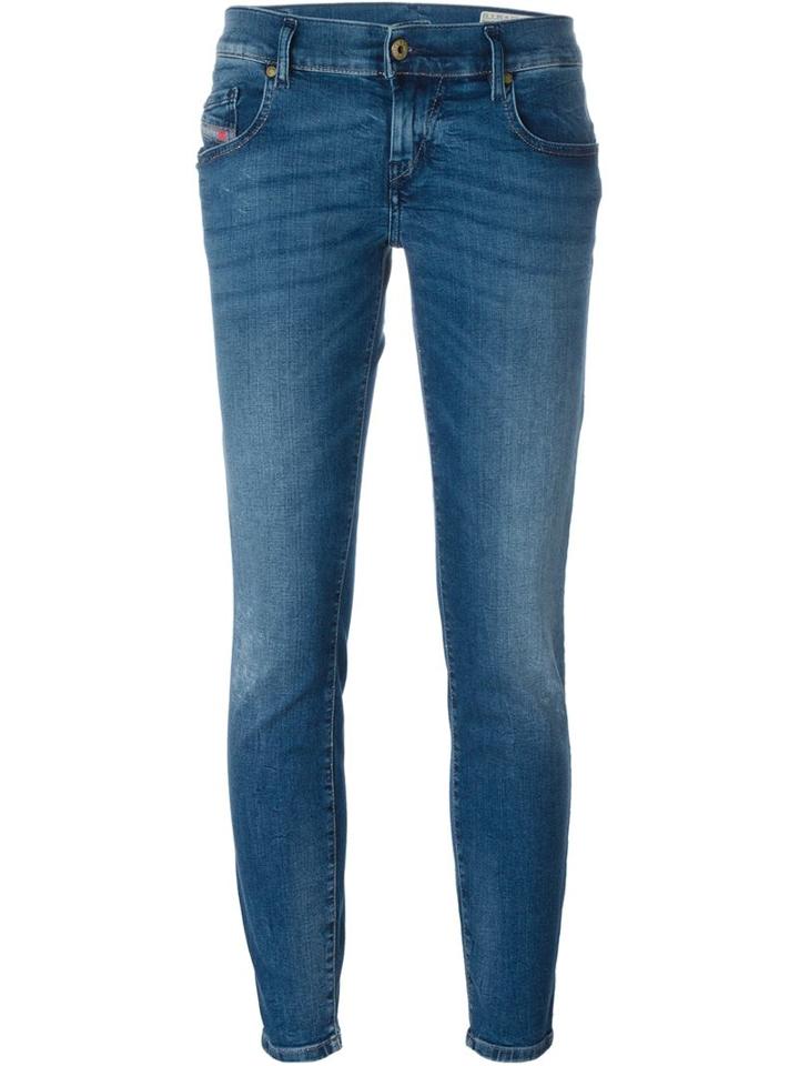 Diesel Ankle Length Skinny Jeans, Women's, Size: 29/30, Blue, Cotton/spandex/elastane