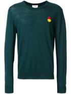 Ami Alexandre Mattiussi Smiley Patch Crew Neck Sweater - Green
