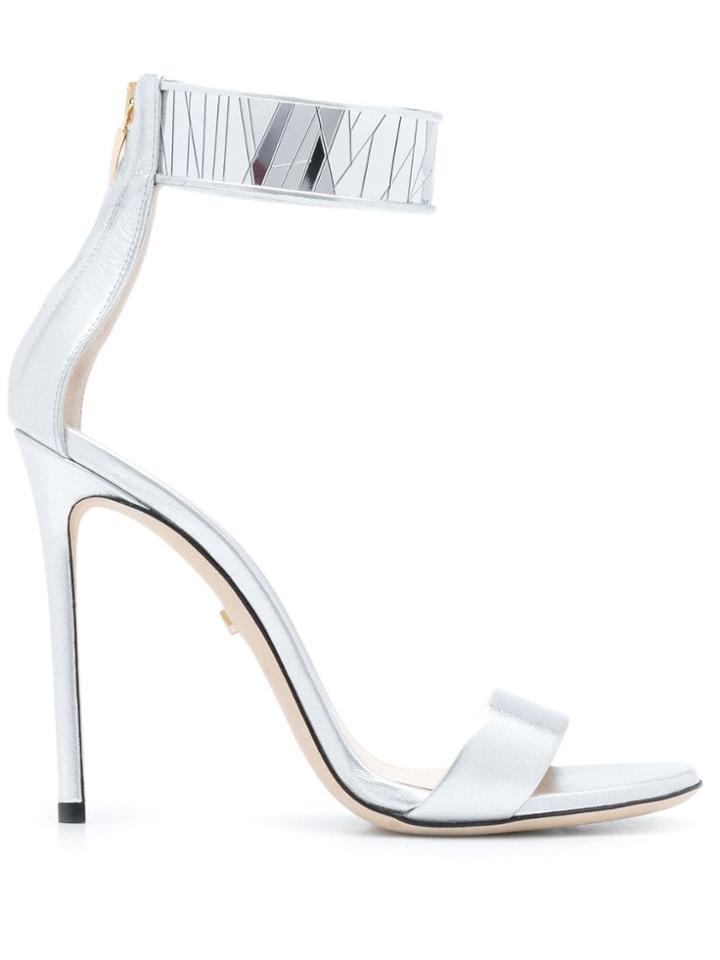 Grey Mer Heeled Sandals - Silver
