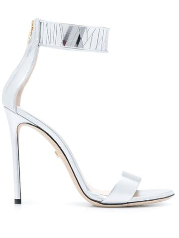 Grey Mer Heeled Sandals - Silver