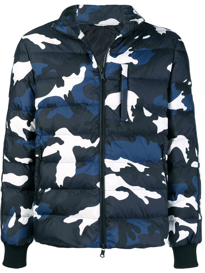 Valentino Camouflage Print Bomber Jacket - Blue