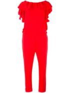 P.a.r.o.s.h. - Ruffled Jumpsuit - Women - Polyester - M, Red, Polyester