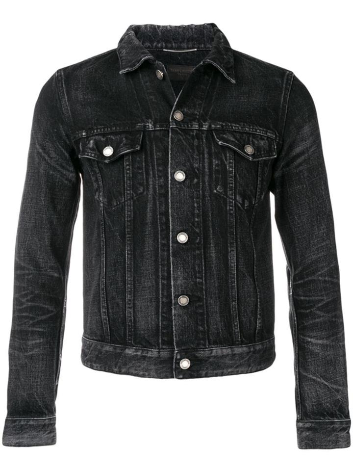 Saint Laurent Fitted Denim Jacket - Black