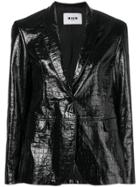 Msgm Crocodile Effect Blazer - Black