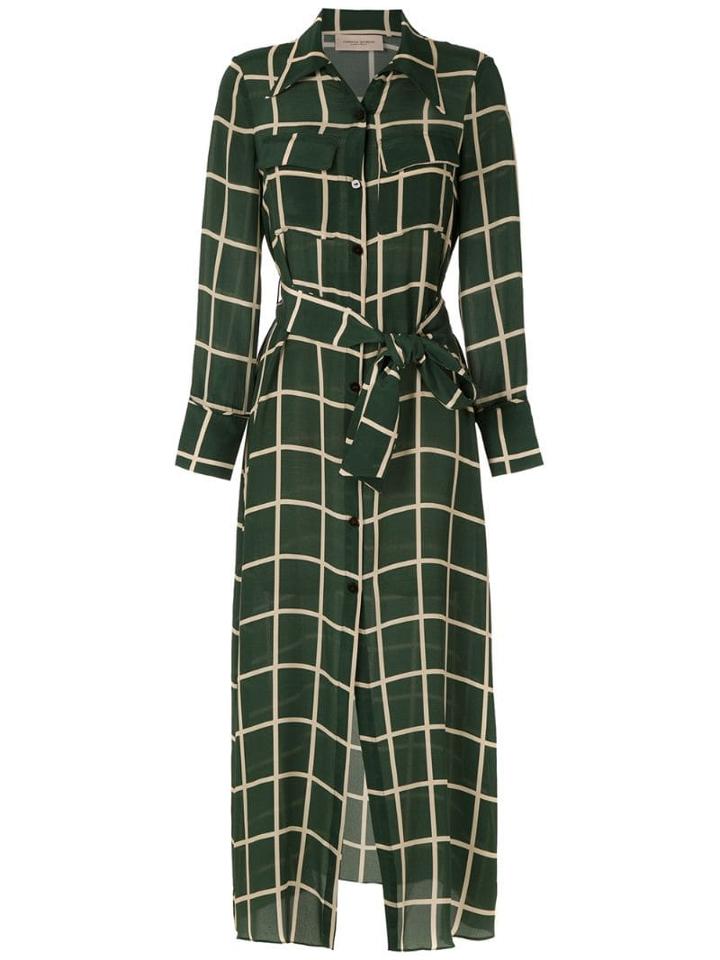 Adriana Degreas Checket Shirt Dress - Green