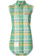 Thom Browne Checked Sleeveless Button-down Shirt - Green