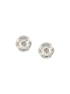 Tani By Minetani Hexagonal Crystal Earrings - Silver