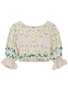 All Things Mochi Saray Embroidered Crop Top - Nude & Neutrals
