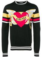 Dolce & Gabbana Winged Heart Intarsia Jumper - Black