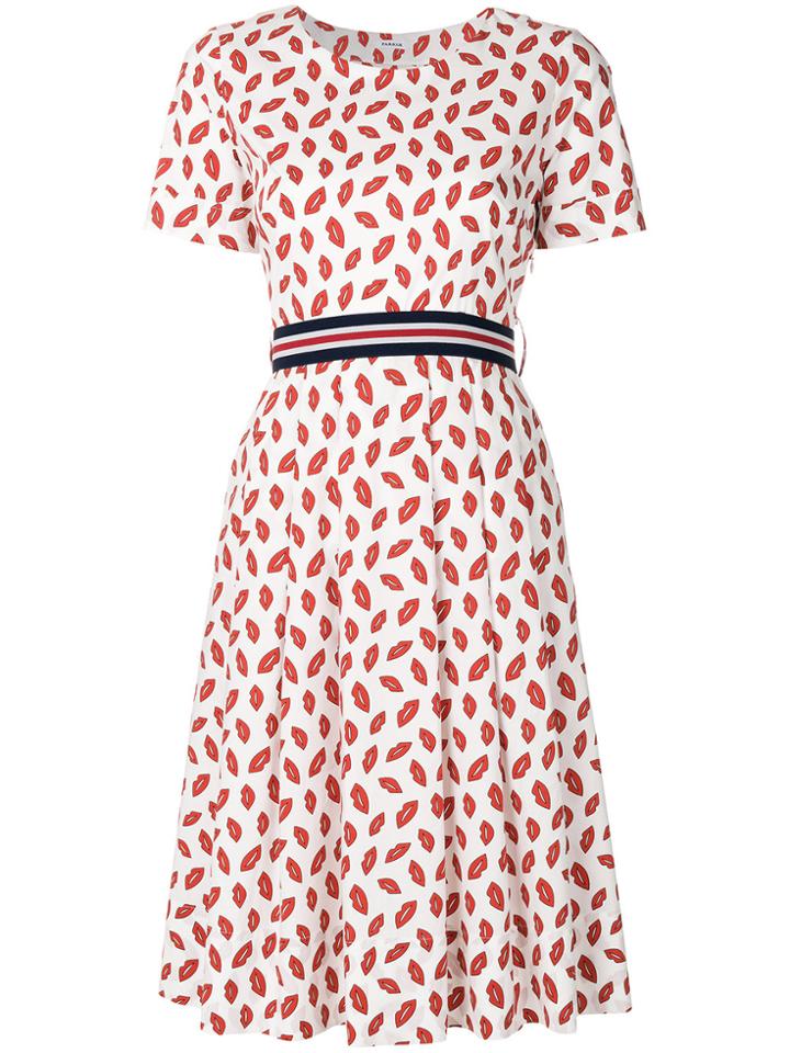 P.a.r.o.s.h. Lip Print Flared Dress - White