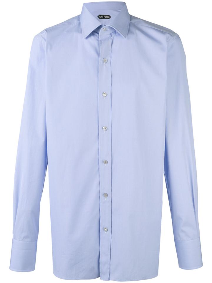 Tom Ford Classic Long Sleeve Shirt, Men's, Size: 43, Blue, Cotton