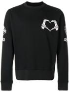Ktz Skeleton Heart Print Sweatshirt - Black