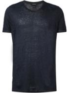 Avant Toi Round Neck T-shirt, Men's, Size: Large, Blue, Linen/flax