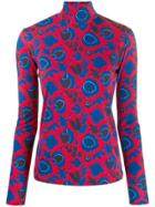 La Doublej Floral Print Turtleneck Top - Red
