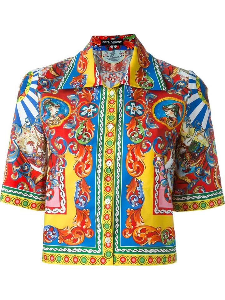 Dolce & Gabbana Carretto Siciliano Print Cropped Shirt