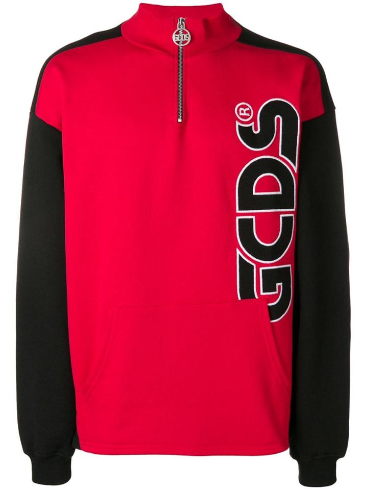 Gcds Logo Zipped Up Sweatshirt - Red