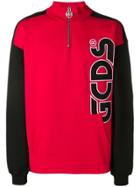 Gcds Logo Zipped Up Sweatshirt - Red