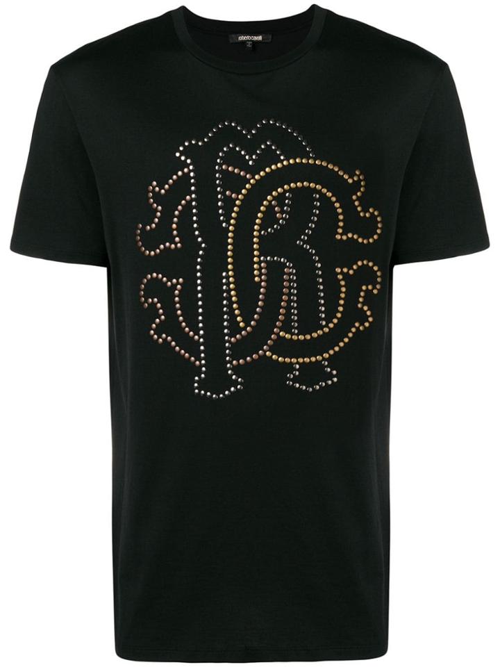 Roberto Cavalli Studded Heraldic Logo T-shirt - Black