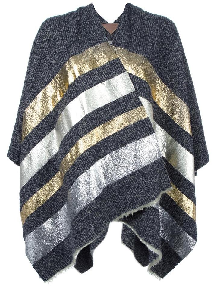 Ermanno Gallamini Striped Cape, Women's, Blue, Wool