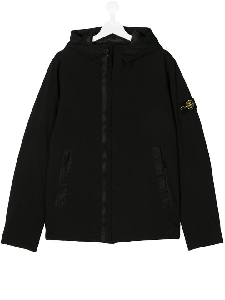 Stone Island Junior Teen Soft Shell Hooded Jacket - Black