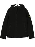 Stone Island Junior Teen Soft Shell Hooded Jacket - Black