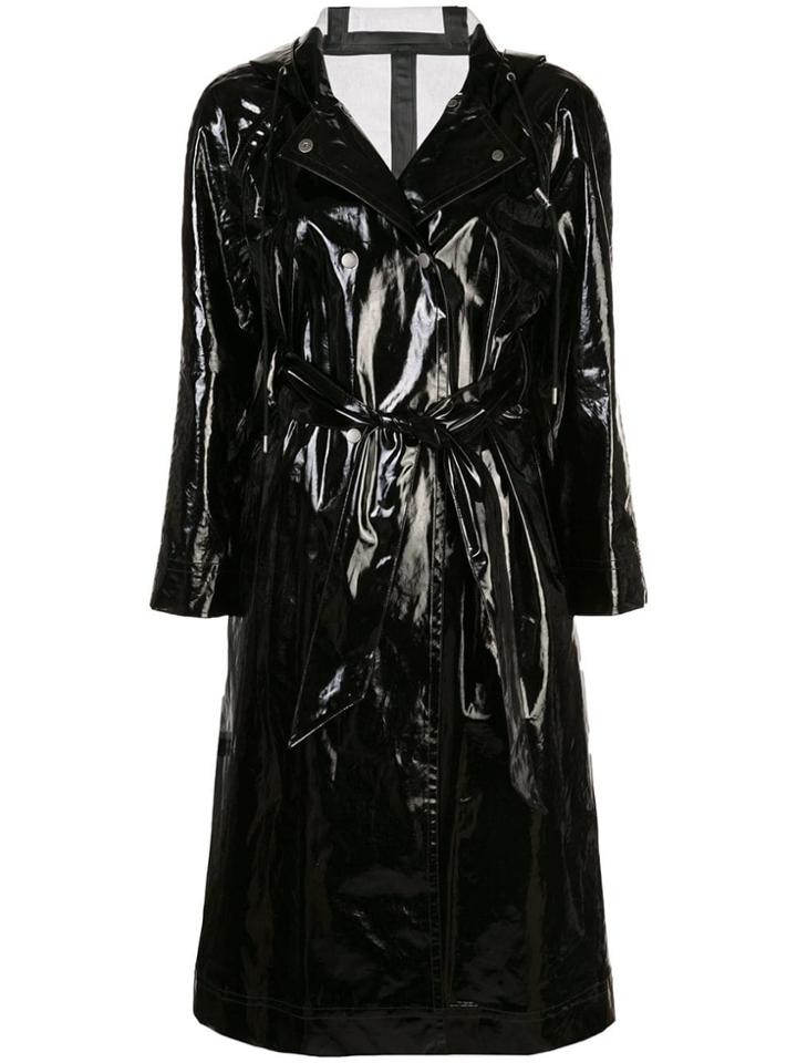 Alexa Chung Wet-look Trench Coat - Black