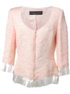 Jean Louis Scherrer Vintage Fringed Jacquard Jacket, Women's, Size: 44, Pink/purple