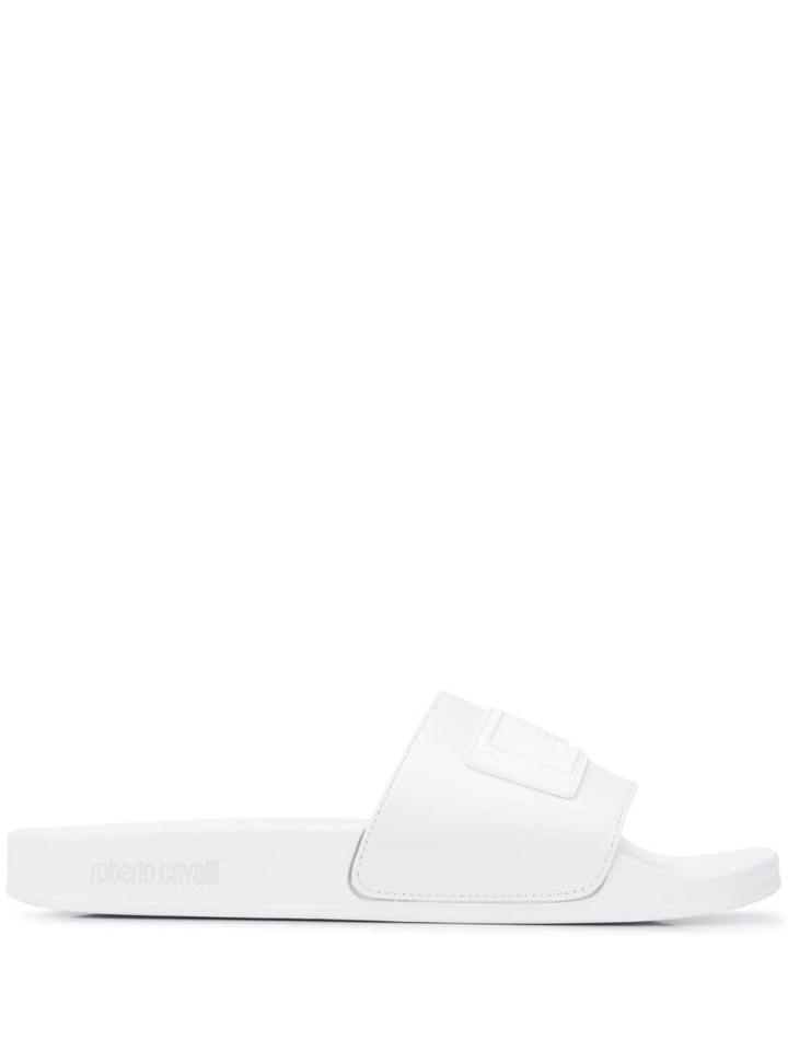Roberto Cavalli Logo Embossed Slides - White
