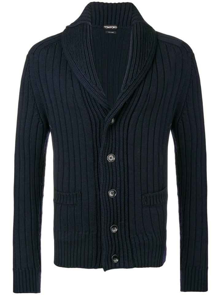 Tom Ford Ribbed Cardigan - Blue