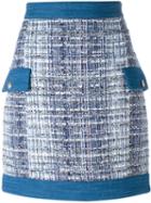 Pierre Balmain Tweed Skirt, Women's, Size: 36, Blue, Cotton/acrylic/polyamide/viscose