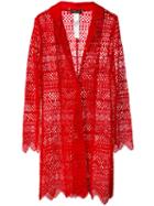 Twin-set Embroidered Coat, Women's, Size: Xs, Red, Cotton/viscose/polyamide