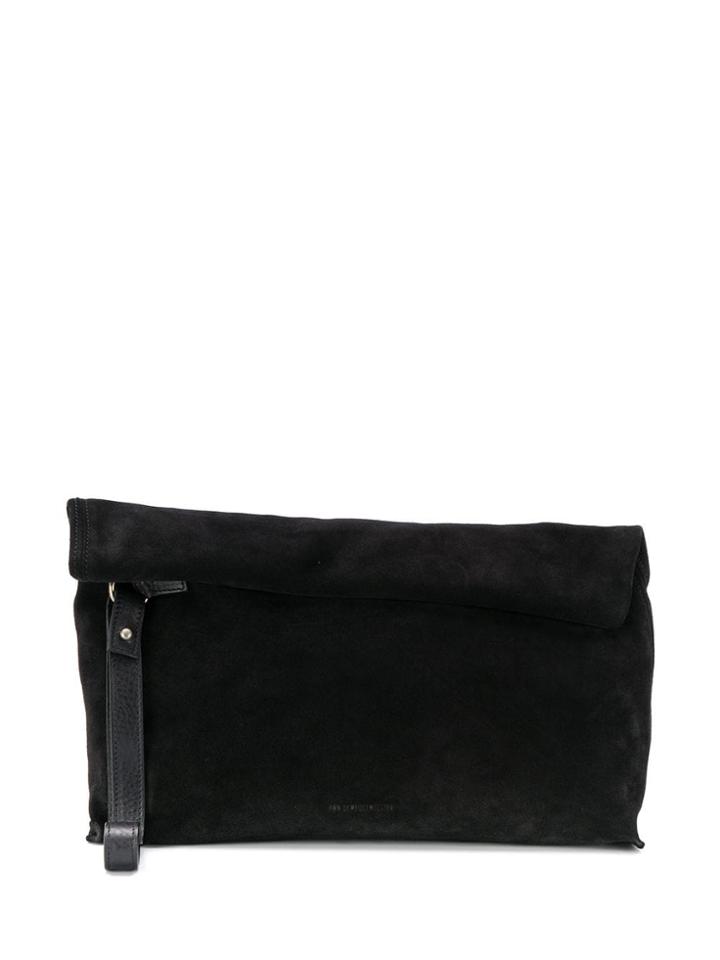 Ann Demeulemeester Suede Rolled Tote Bag - Black