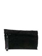 Ann Demeulemeester Suede Rolled Tote Bag - Black