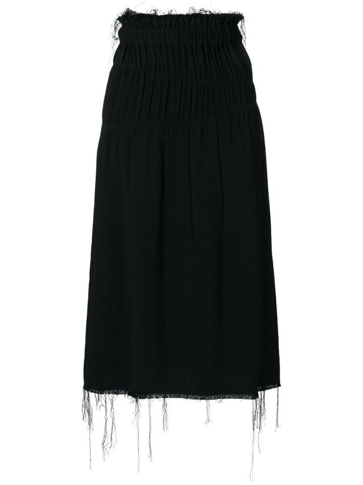 Helmut Lang Gathered Raw Edge Skirt - Black