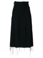 Helmut Lang Gathered Raw Edge Skirt - Black