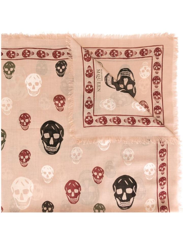 Alexander Mcqueen 'skull' Scarf, Women's, Pink/purple, Silk/modal