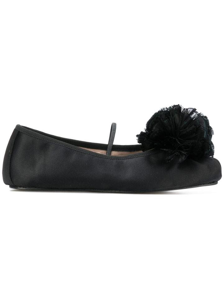 Giambattista Valli Floral Applique Ballet Shoes - Black