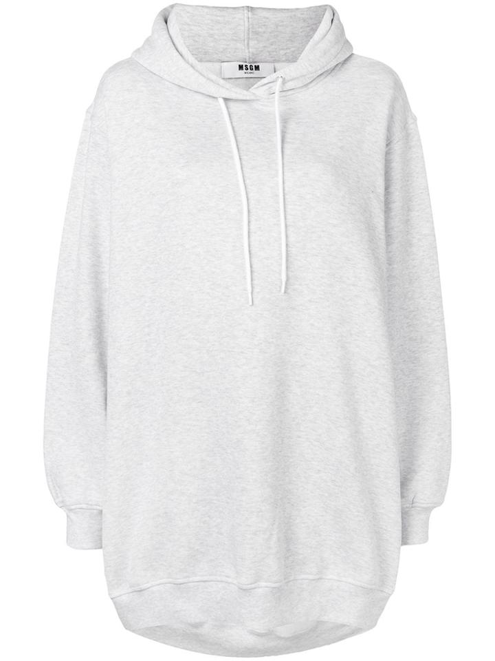 Msgm Rear Print Hoodie - Grey