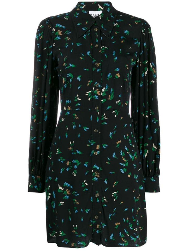 Ganni Bluebell Printed Shirt Dress - Black