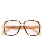 Gucci Eyewear Oversize Round Frame Glasses - Brown