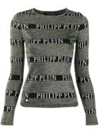 Philipp Plein Logo Panel Knitted Top - Black