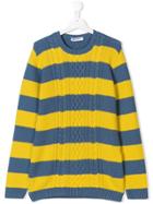 Dondup Kids Teen Cable Knit Striped Sweater - Blue