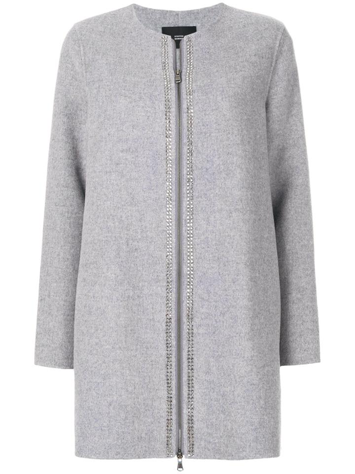 Steffen Schraut Gem Embellished Zipped Coat - Grey